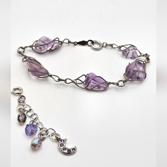 ๐ข3/$19๐ข Amethyst 14KGODG Wire Wrapped Bracelet Small Size 6.75 Inches - Picture 2 of 8